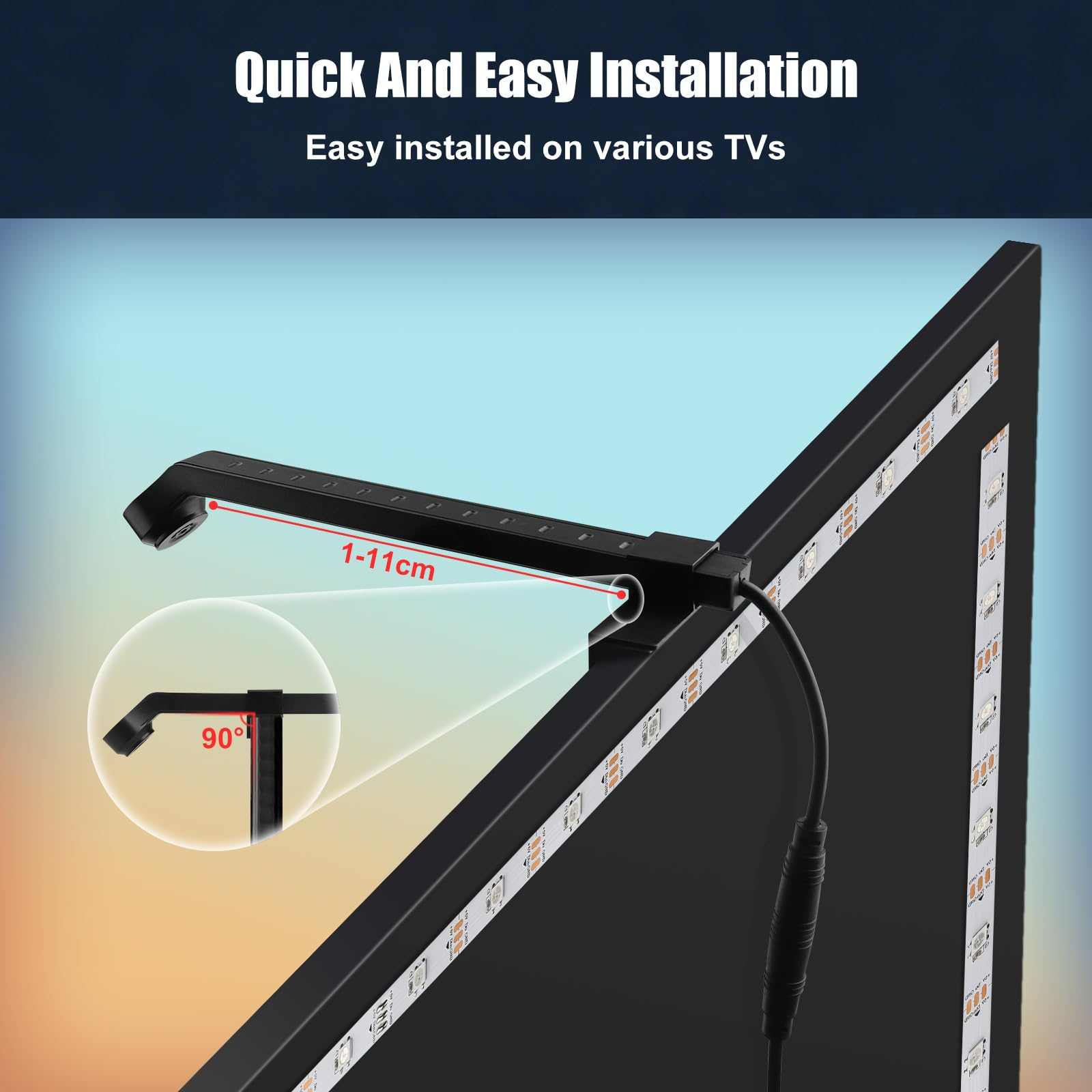 Diyife TV LED Lights, 4m TV Backlights with AR Sensor Sync to 55 - 65 inch TVs Screen & Music, Multiple Colors Changing RGB LED Strip Lights for TV Work with Remote, Bluetooth, Smart App Control - TechsWorld