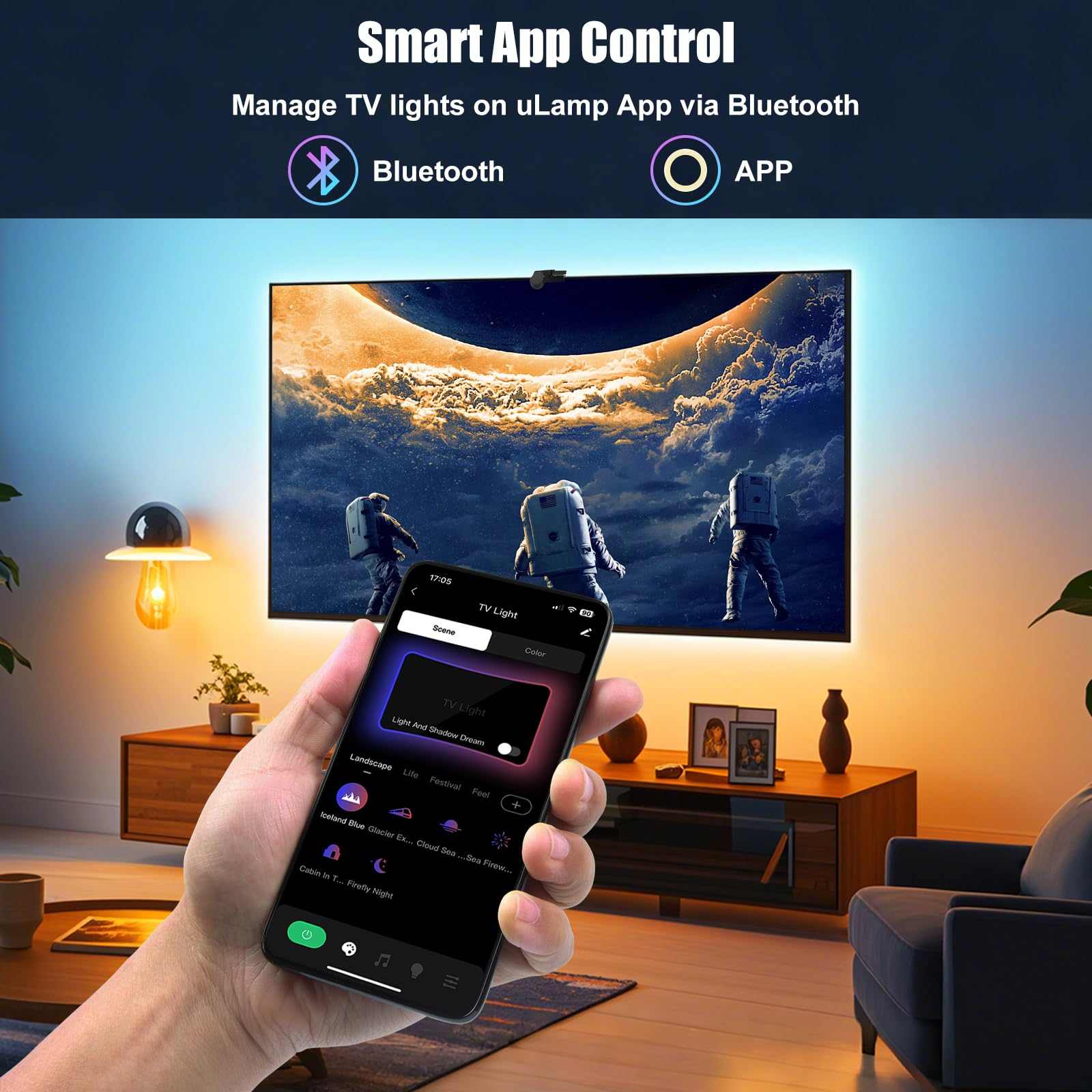 Diyife TV LED Lights, 4m TV Backlights with AR Sensor Sync to 55 - 65 inch TVs Screen & Music, Multiple Colors Changing RGB LED Strip Lights for TV Work with Remote, Bluetooth, Smart App Control - TechsWorld