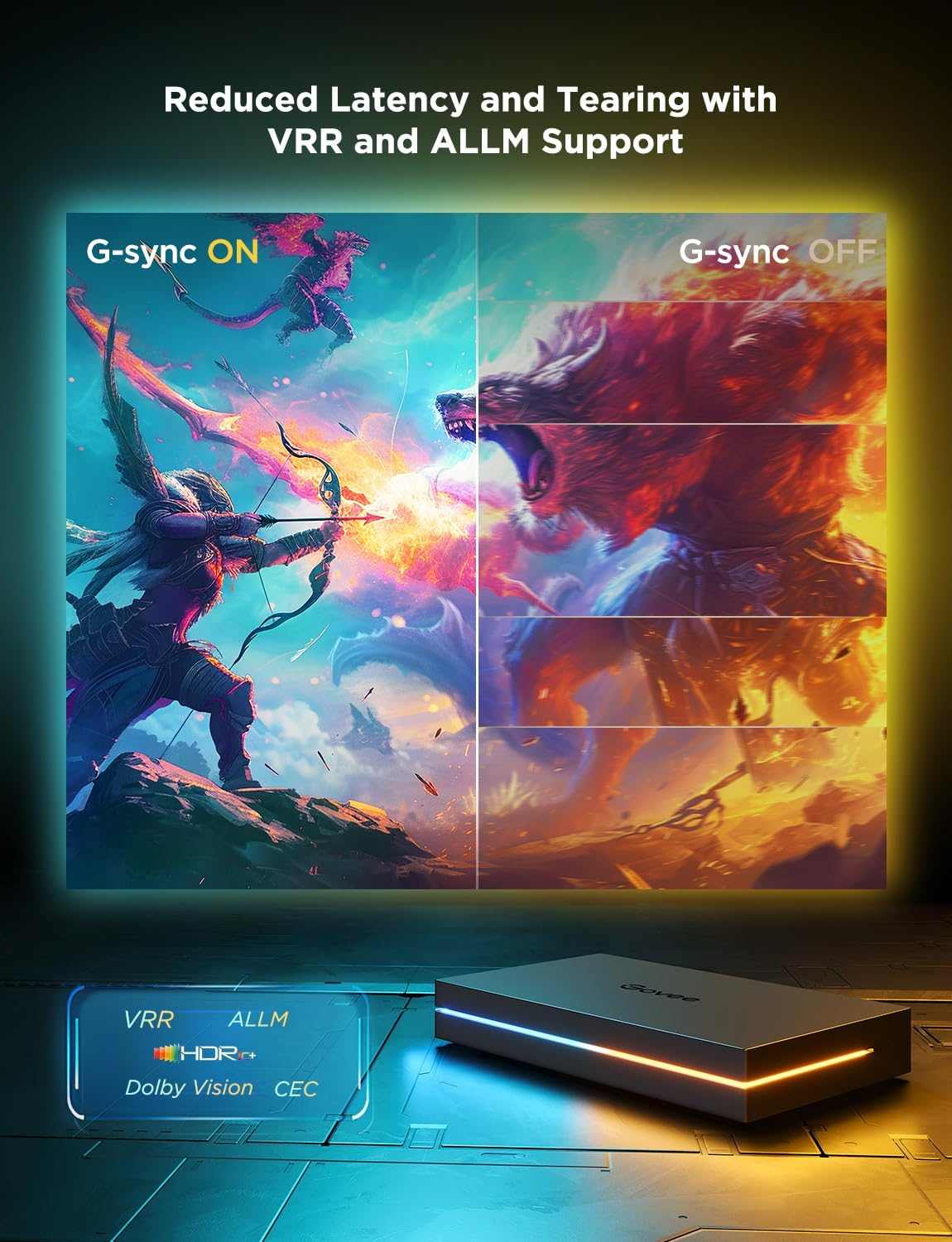 Govee HDMI 2.1 AI Sync Box Kit 2, Includes Light Bars, and Monitor Backlight, Supports 8K@60Hz, 4K@144Hz, VRR and ALLM, Works with Matter and Alexa, RGBIC Light Strip for 27 - 34 inch Monitor - TechsWorld